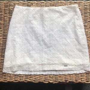 cream side zip lace mini skirt